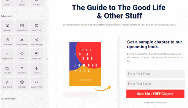 Add advanced block to landing page - OptinMonster Add advanced block to landing page