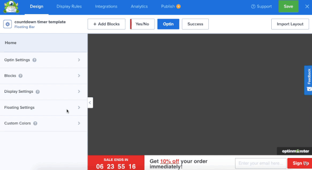 load floating bar settins to reposition the bar - OptinMonster load floating bar settins to reposition the bar