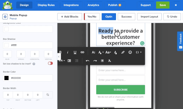 Inline text editor for mobile Basic template - OptinMonster Inline text editor for mobile Basic template
