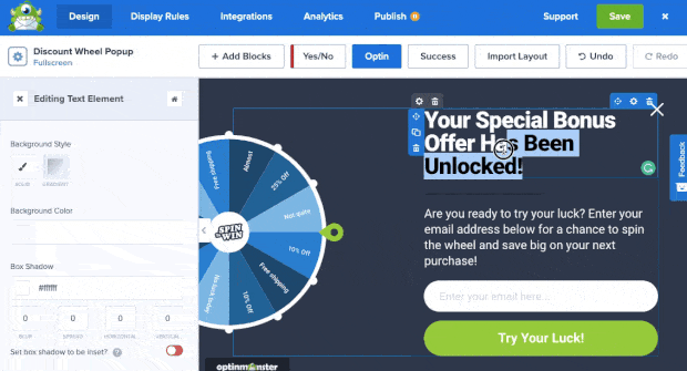 modify discount wheel popup text - OptinMonster modify discount wheel popup text