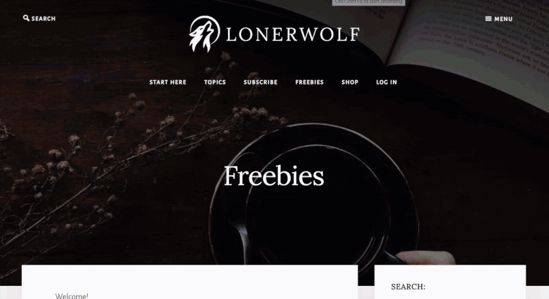 LonerWolf Freebies gif - OptinMonster LonerWolf Freebie Page