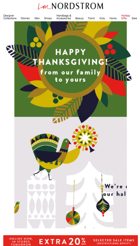 nordstrom-thanksgiving-email - OptinMonster holiday-greeting-email-example