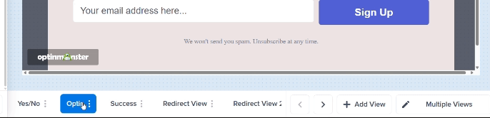 Scroll left-right on a toolbar - OptinMonster GIF showing how to scroll left or right on a toolbar.