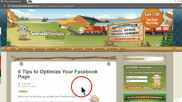 Example of an Exit Intent Optin - OptinMonster Example of an Exit Intent Optin on Social Media Examiner