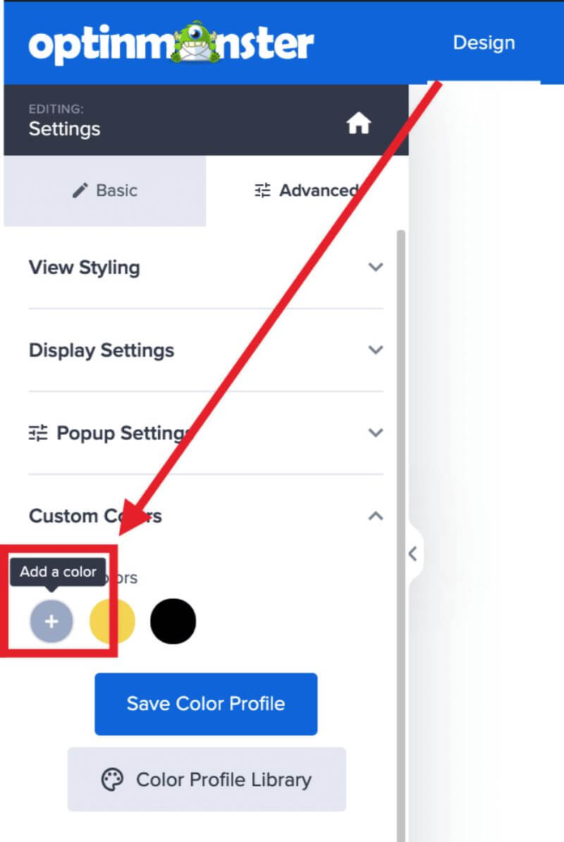 Add a color to your custom colors profile. - OptinMonster Add a color to your custom colors profile.