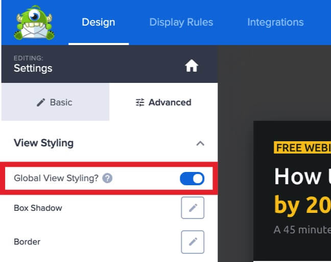 Apply advanced styles globally. - OptinMonster Apply advanced styles globally.