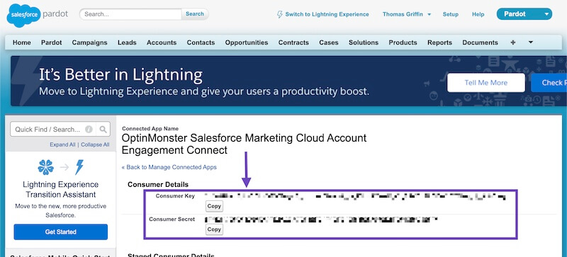 API Keys for Salesforce Connected App. - OptinMonster API Keys for Salesforce Connected App.