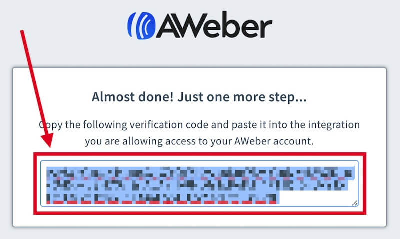 AWeber authorization code. - OptinMonster AWeber authorization code.