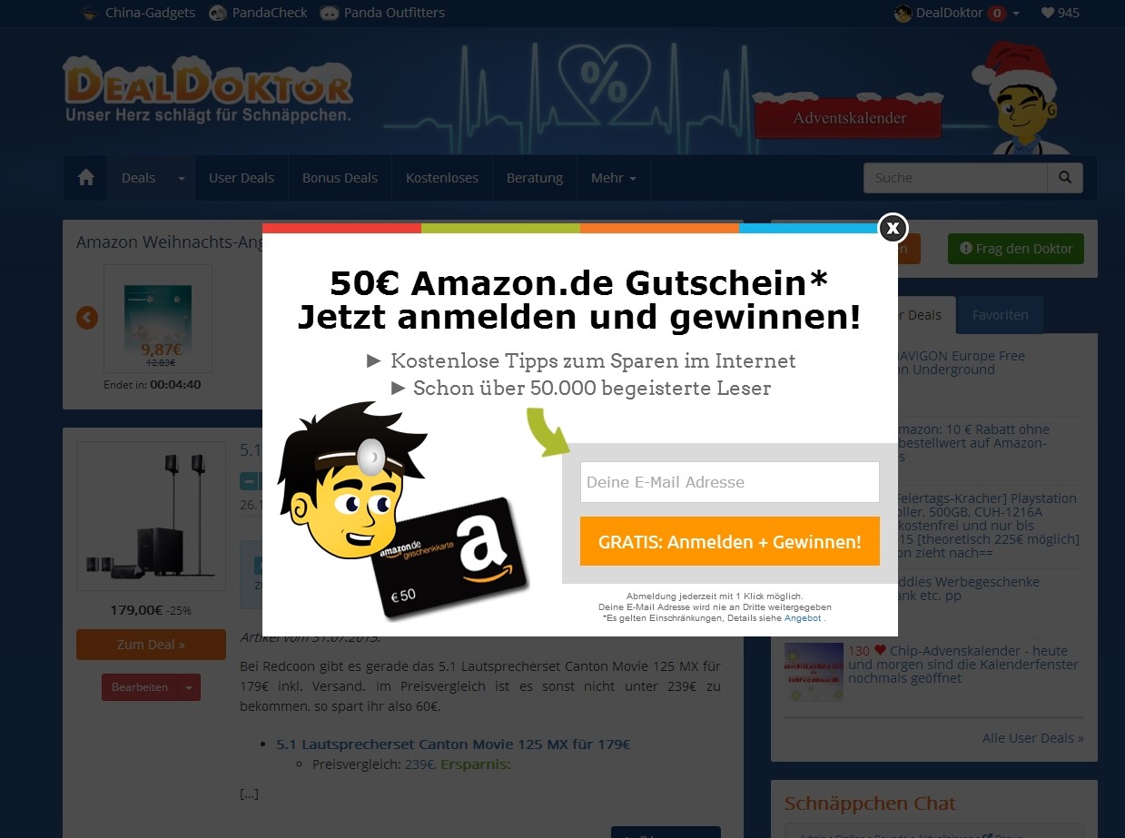 DealDoktor.de Used a Lightbox Optin To Collect Leads - OptinMonster DealDoktor.de Used a Lightbox Optin To Collect Leads