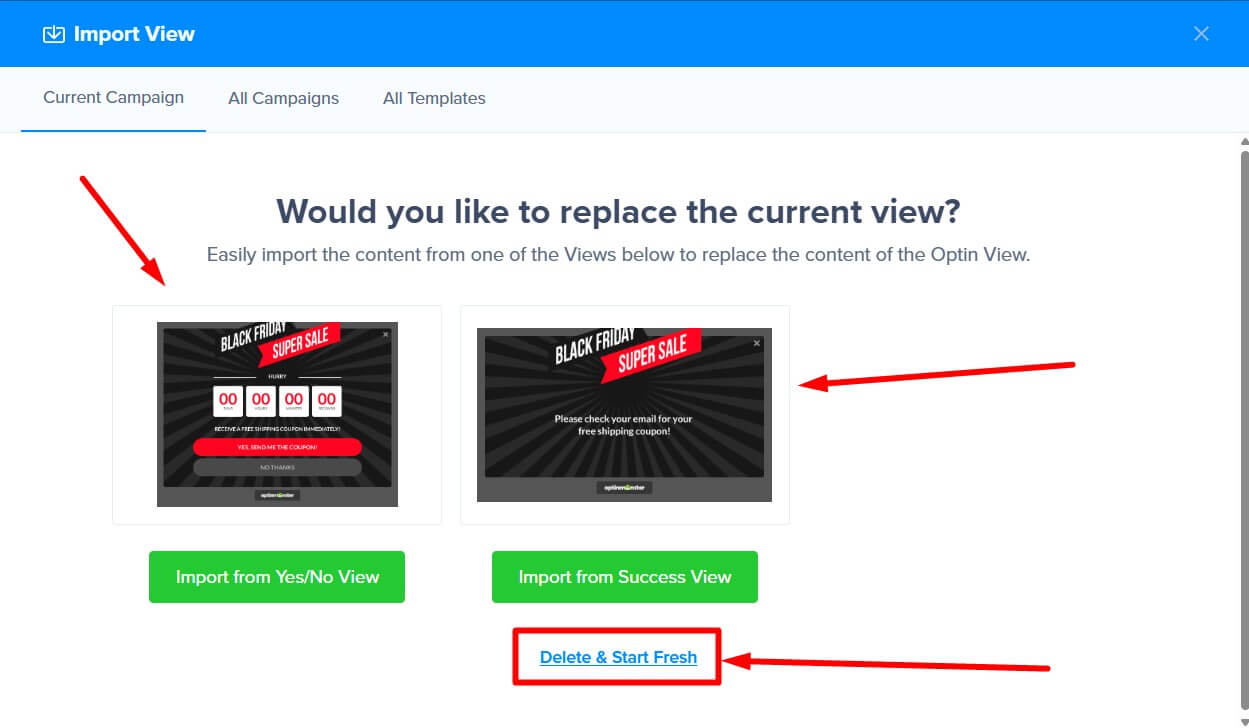 choseview - OptinMonster chose view