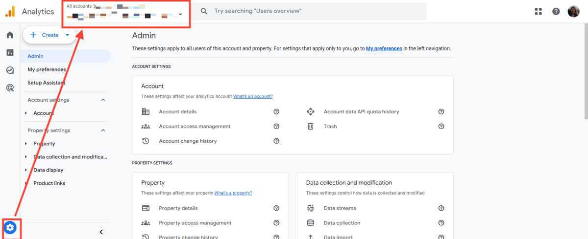 Click Admin Select Property - OptinMonster Dlick Admin then select your property