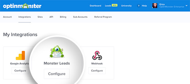 Configure Monster Leads - OptinMonster Configure Monster Leads