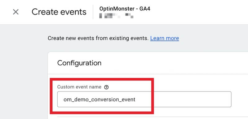 Enter a name for your Conversion Event. - OptinMonster Enter a name for your Conversion Event.