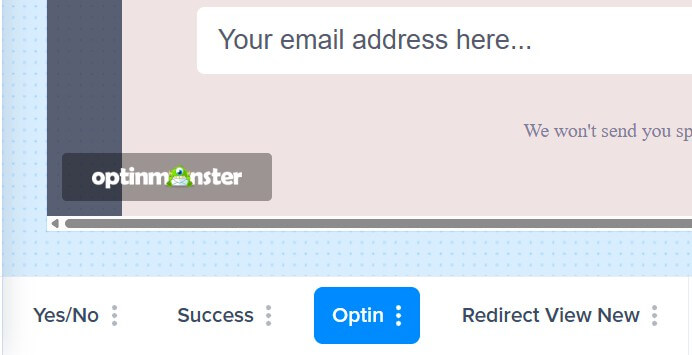 Bottom tollbar after a a view being deleted - OptinMonster Screenshot of the bottom toolbar after a view has been deleted.