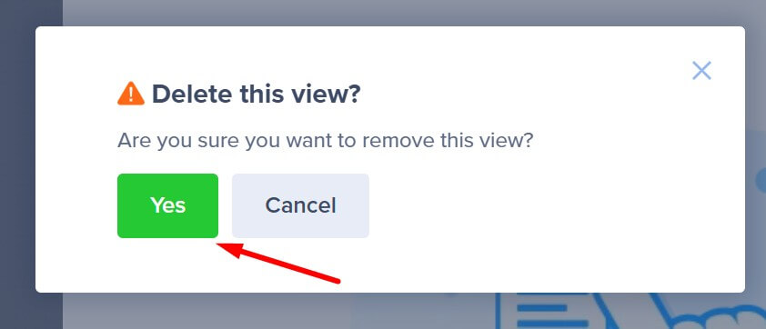 Delete view button - OptinMonster Screenshot of the "Delete View" button.