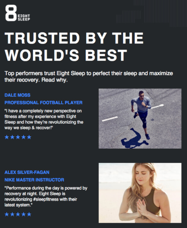 eight-sleep-reviews - OptinMonster testimonials-reviews-email-newsletter-content