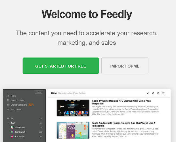 feedly new - OptinMonster content marketing tools - feedly