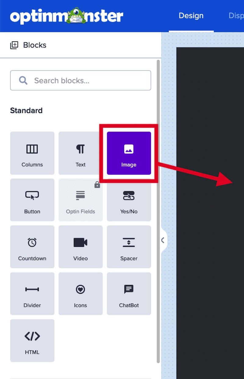 Add image block to your campaign. - OptinMonster Add image block to your campaign.