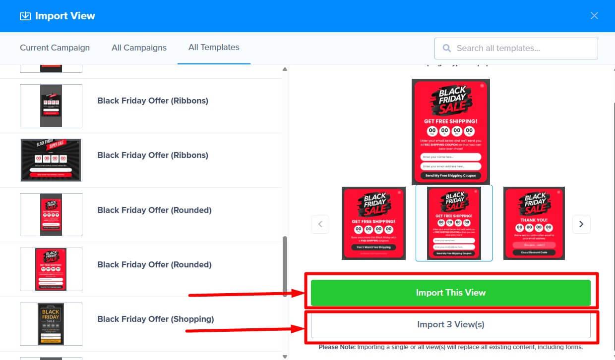 importbuttons - OptinMonster import buttons