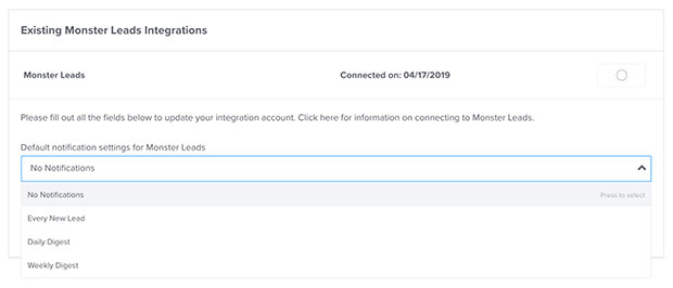 Monster Leads Notification Options - OptinMonster Monster Leads Notification Options