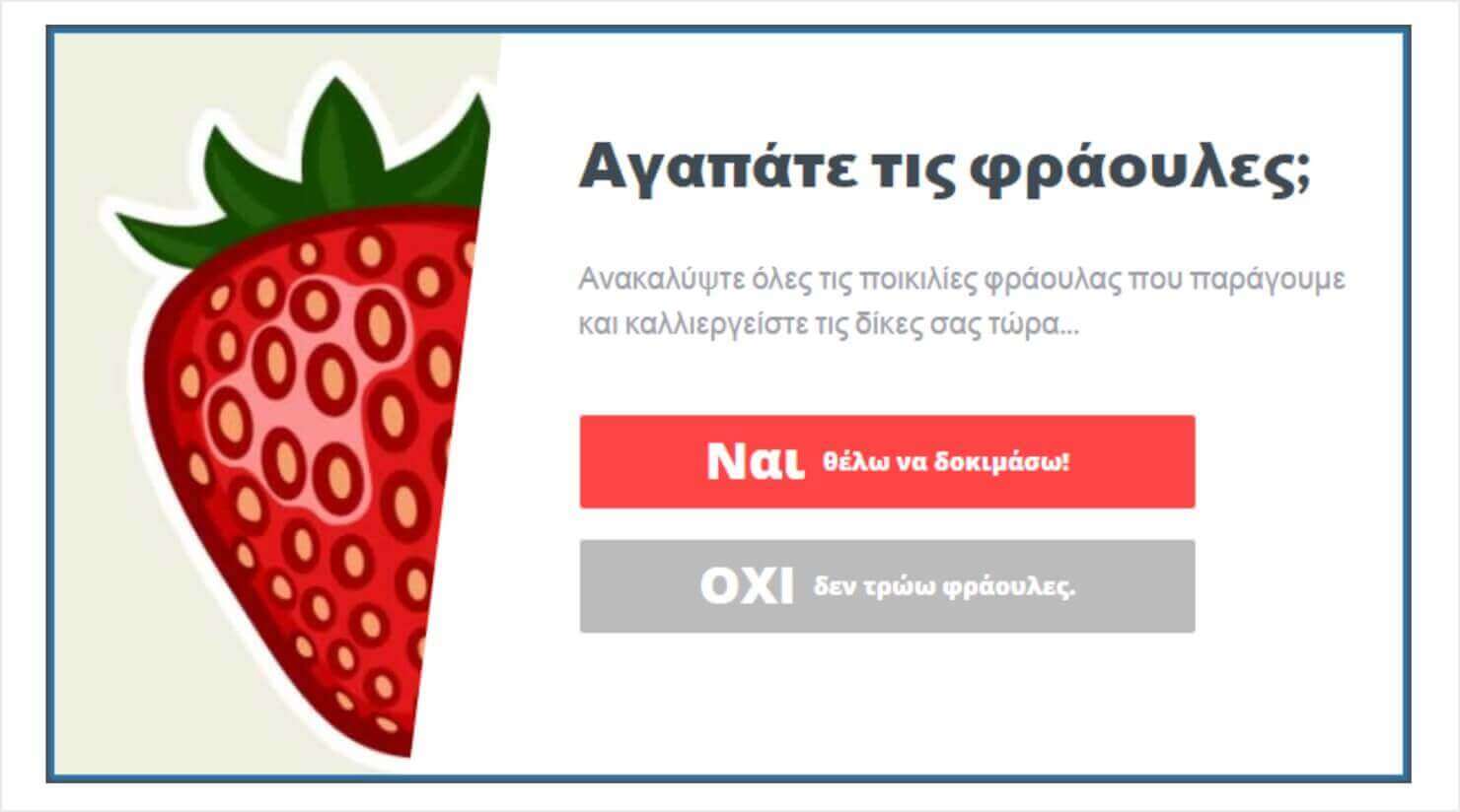 olyplant-bounce-reduction-type-of-popup - OptinMonster Olyplant's strawberry popup example. It's a type of popup for bounce rate reduction.
