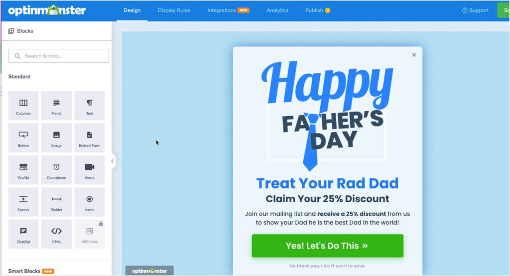 optinmonster-fathers-day-popup-in-builder - OptinMonster