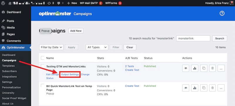 Configure the Output Settings for your campaign in the WordPress plugin. - OptinMonster Configure the Output Settings for your campaign in the WordPress plugin.