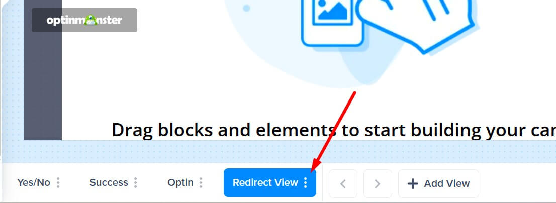 Three-dot menu on a view in the bottom toolbar. - OptinMonster Screenshot of the three-dot menu button on the toolbar.