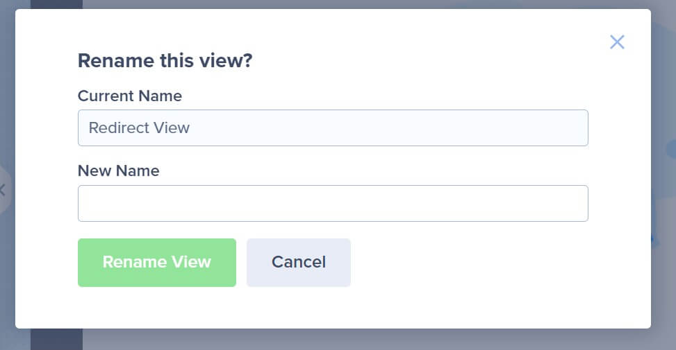 Rename View Popup - OptinMonster Screenshot of the "Rename View" popup.