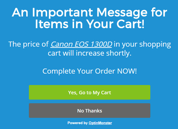 reduce shopping cart abandonment with personalized optins - OptinMonster reduce shopping cart abandonment with personalized optins