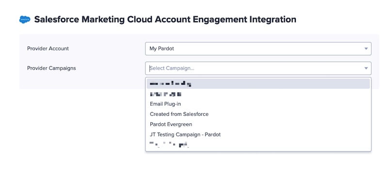 Salesforce select Provider Campaigns from the integration in OptinMonster. - OptinMonster Salesforce select Provider Campaigns from the integration in OptinMonster.