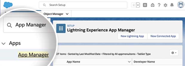 Salesforce search App Manager page - OptinMonster Salesforce search App Manager page
