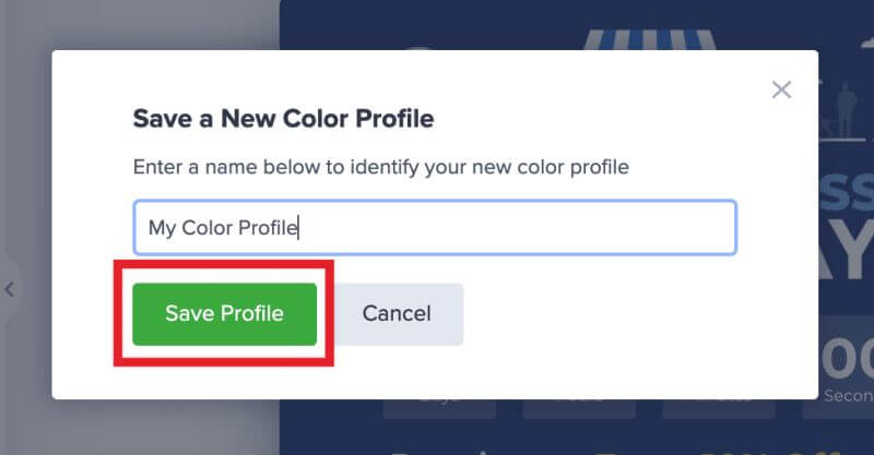 Name the color profile before saving it. - OptinMonster Name the color profile before saving it.