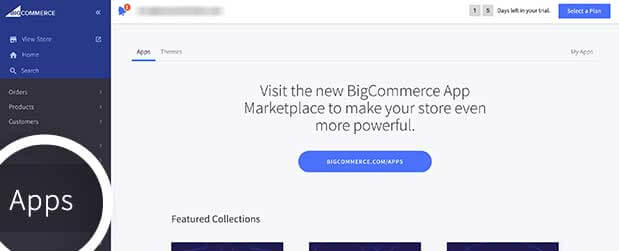 BigCommerce Apps menu link - OptinMonster BigCommerce Apps menu link