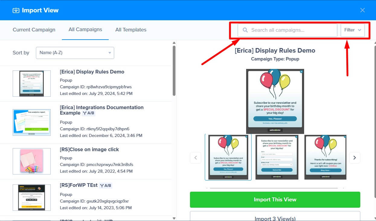 searchFilter - OptinMonster search Filter
