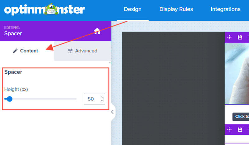 spacer-block-styling - OptinMonster Change Spacer Block height