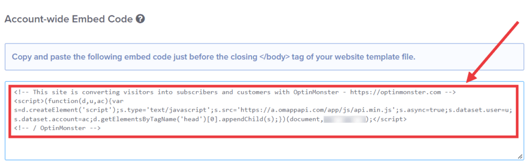 account copy embed code - OptinMonster