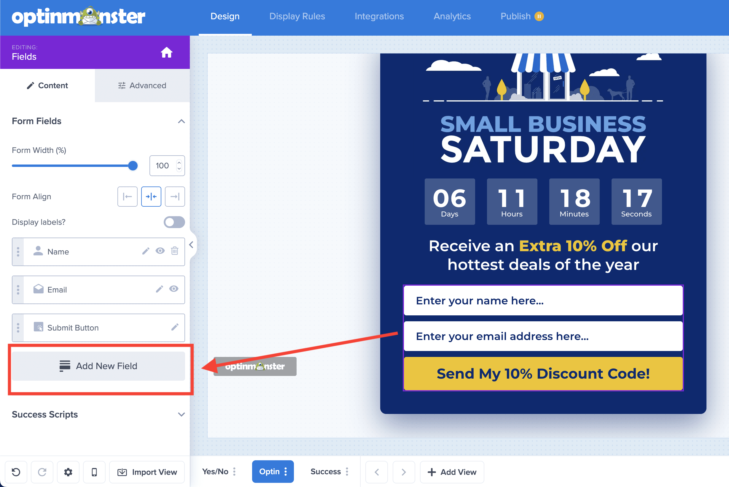 Add New Field - OptinMonster