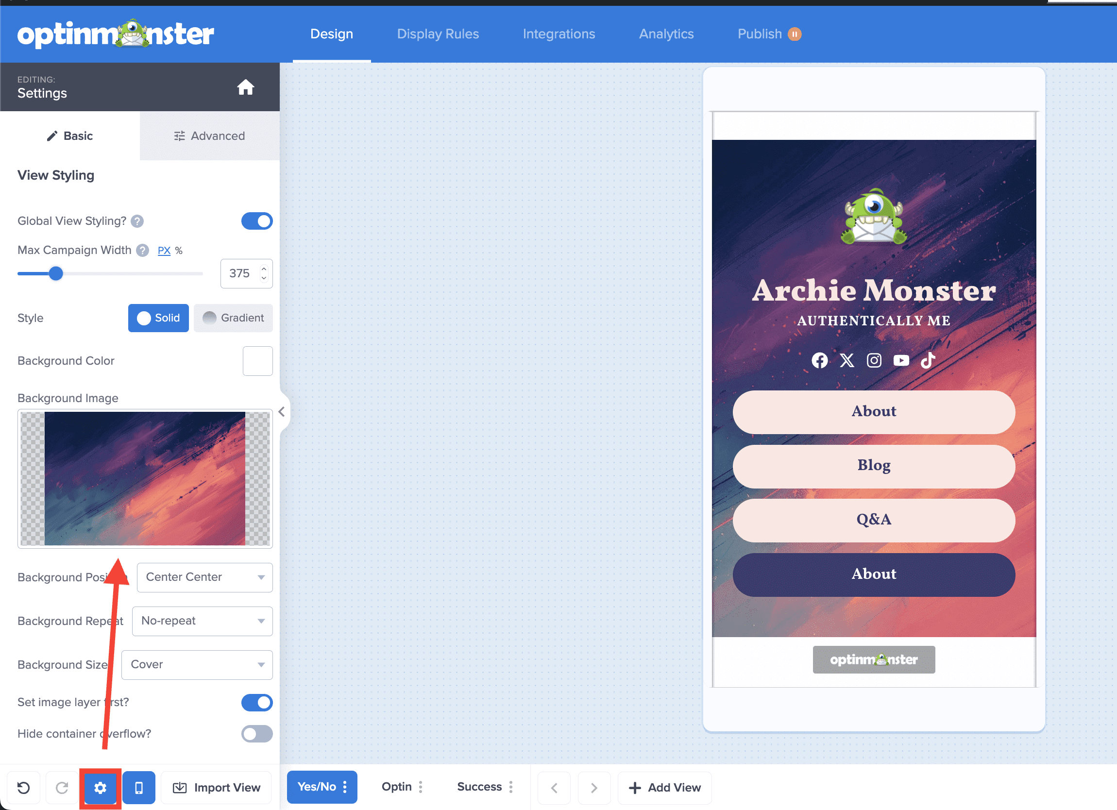 Change Background Image - OptinMonster