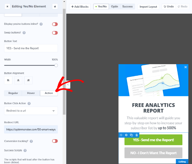 button-action-redirect-to-url - OptinMonster change button action to redirect to a url