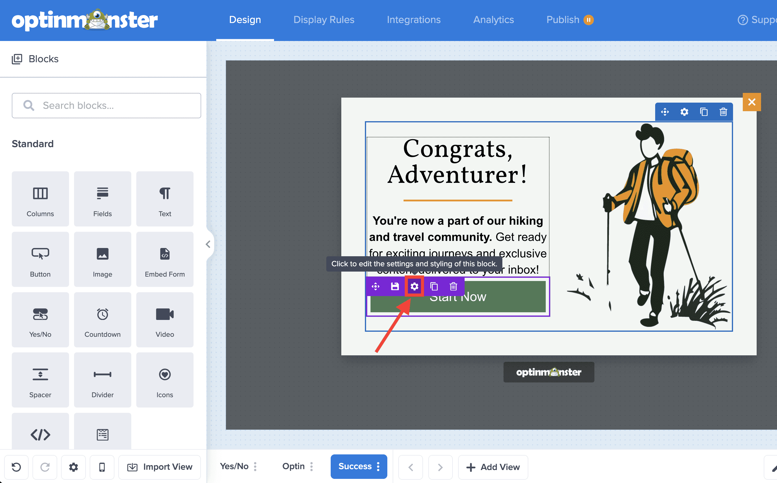 Button Settings Icon - OptinMonster
