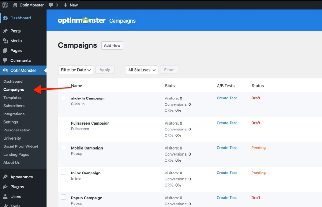 optinmonster plugin campaign screen - OptinMonster optinmonster plugin campaign screen