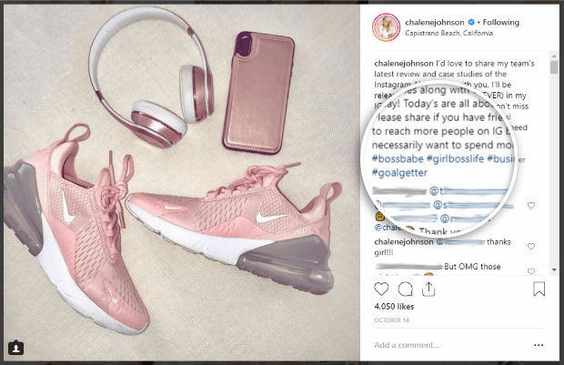 chalene-johnson-caption-hashtags - OptinMonster add hashtags to your caption or first comment