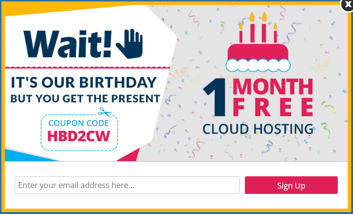 Cloudways offered 1 month free in this seasonal optin - OptinMonster Cloudways offered 1 month free in this seasonal optin