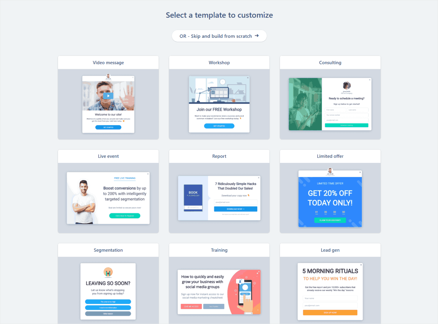 Choosing a template in ConvertBox - OptinMonster Choosing a template in ConvertBox