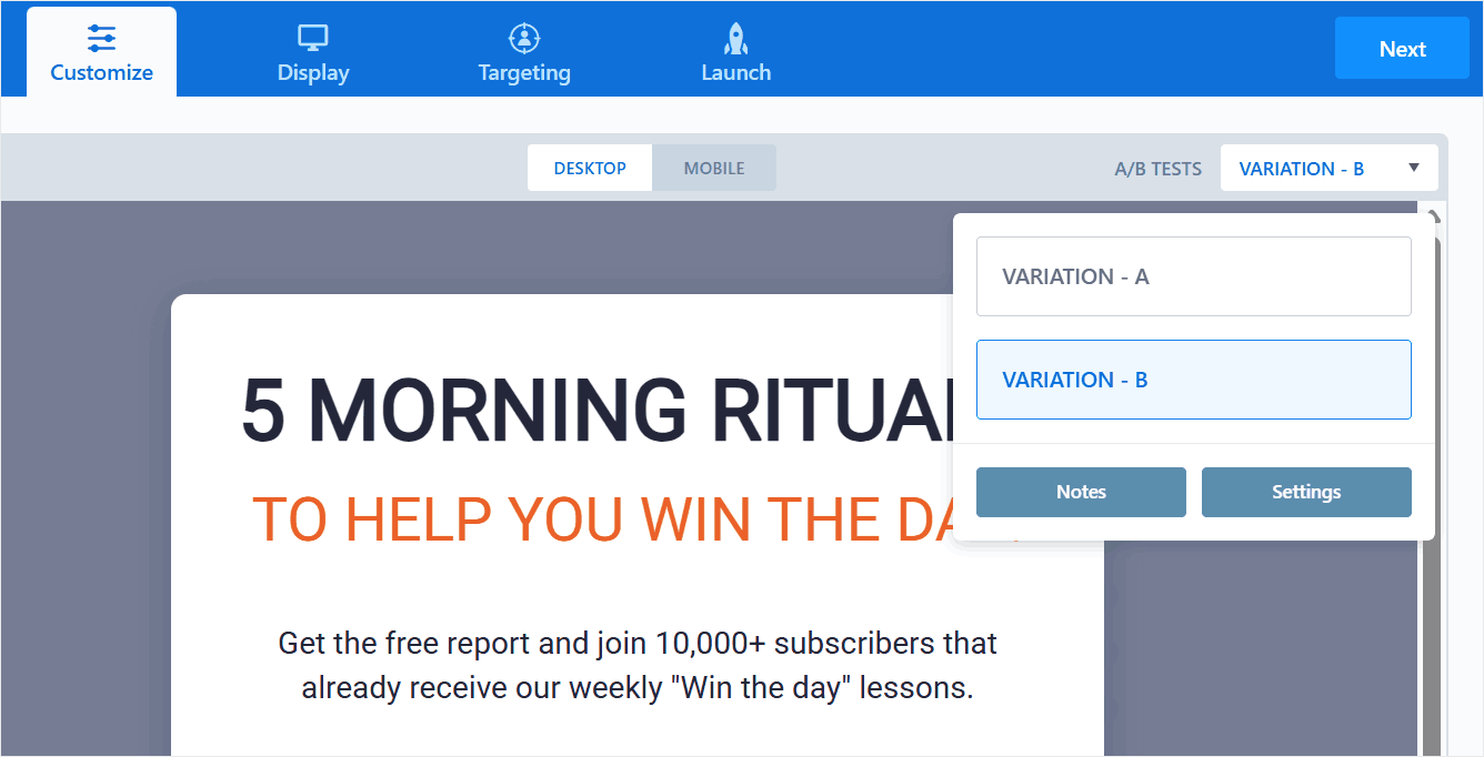 The split testing feature in ConvertBox - OptinMonster The split testing feature in ConvertBox