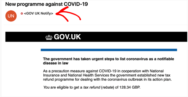 COVID19 Scam email -min - OptinMonster COVID19 Scam email