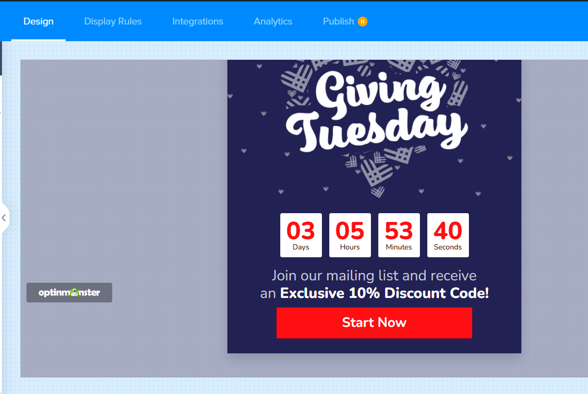The campaign design after the Columns block has been successfully deleted.