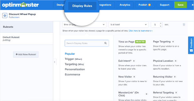 display rules in the optinmonster builder-min - OptinMonster display rules in the optinmonster builder