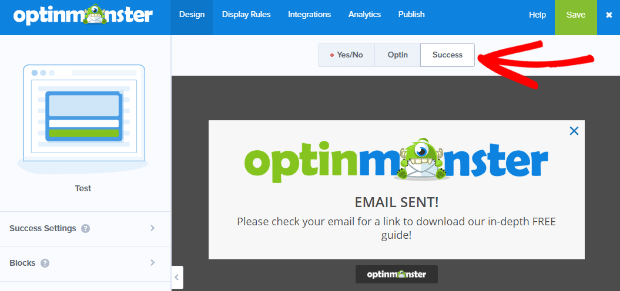 display_success_message - OptinMonster how to display success message